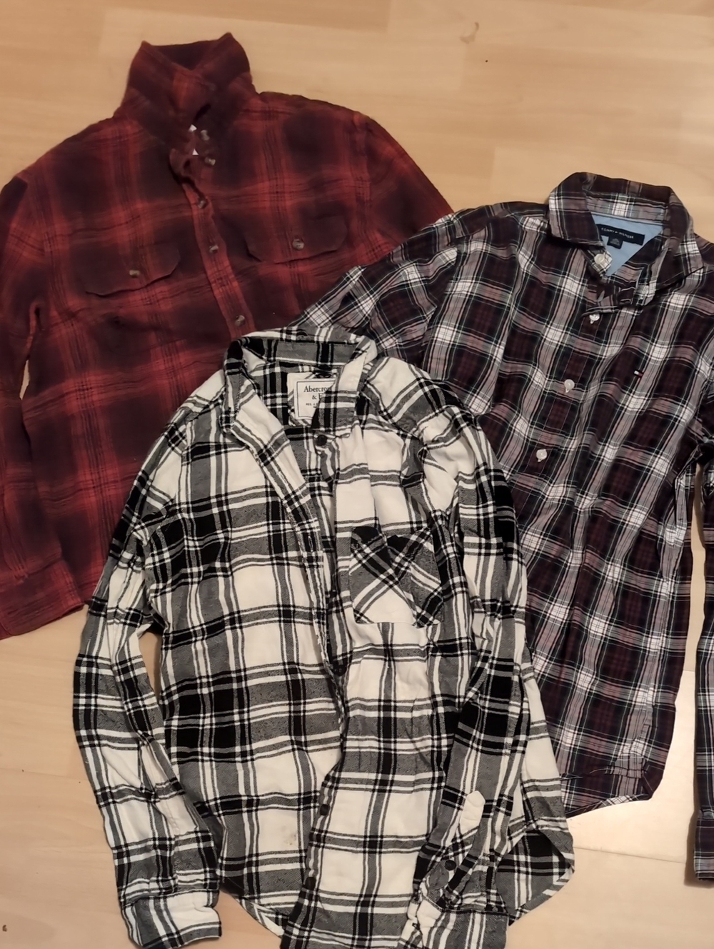 Abercrombie & Fitch, Hollister And Tommy Hilfiger Plaid Flannel Shirts